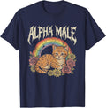 Alpha Male Tshirt Kitten Funny Cat Rainbow Floral Meme Men T-Shirt - Navy Blue