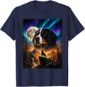 Bernese Mountain Dog Howling At Moon - Berner Dog Lover T-Shirt - Navy Blue