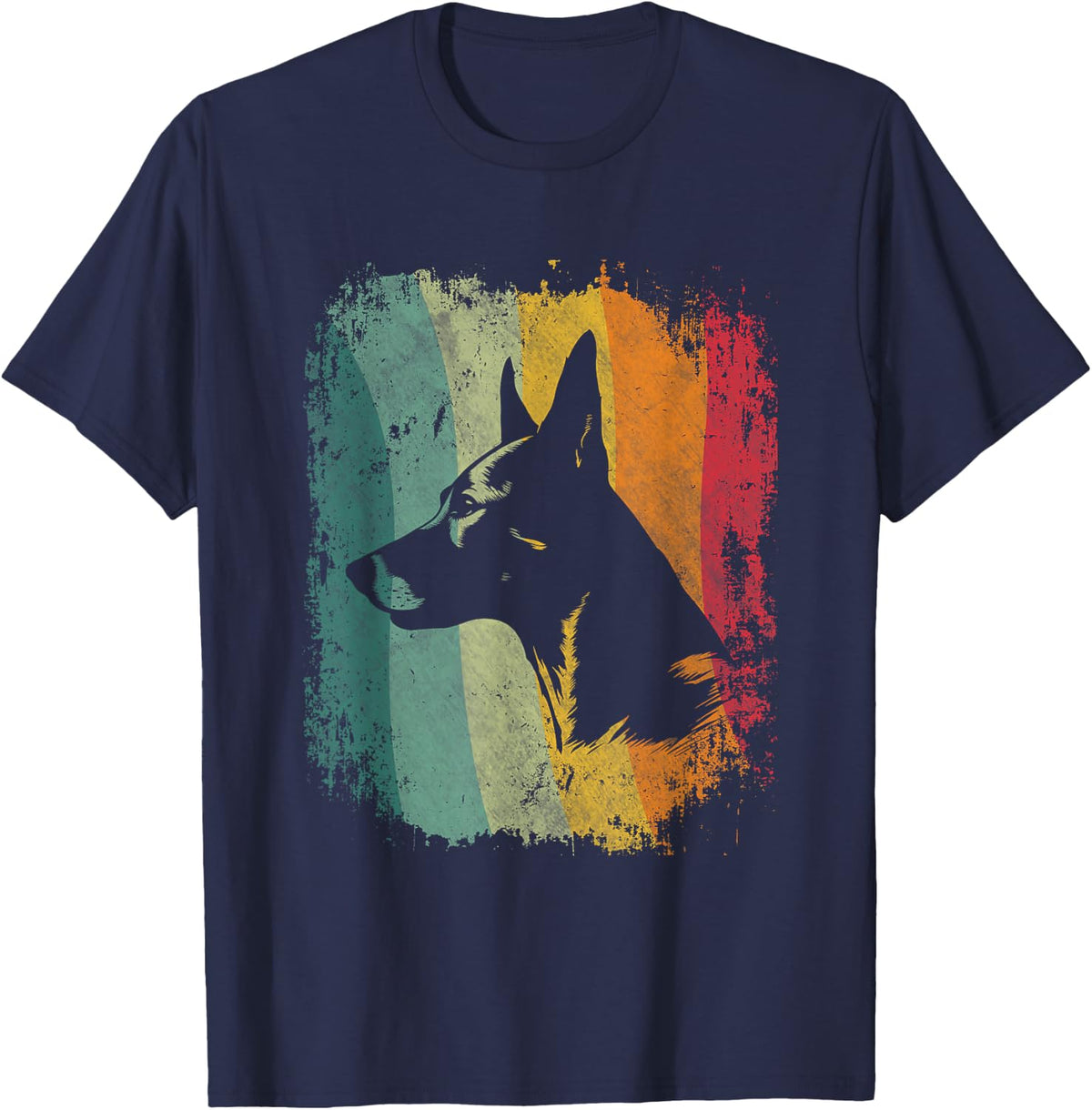 Retro Style Basenji Dog T-Shirt - Navy Blue