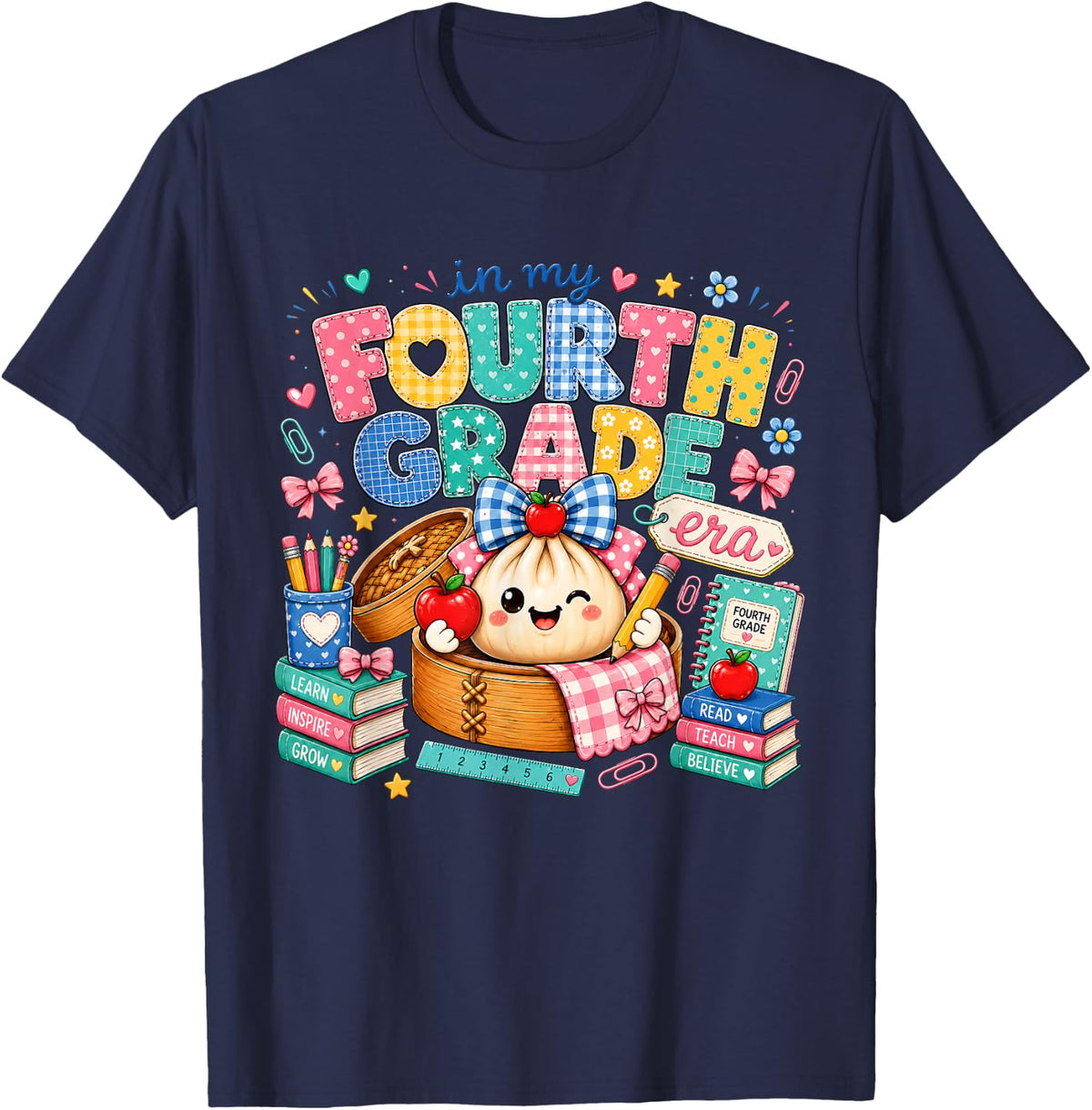 in My Fourth Grade Dumpling for Girls Teacher Back to School T-Shirt - Navy Blue