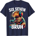 Six Seven Bruh Capybaras 67 Funny Video Games Capybara Tees T-Shirt - Navy Blue