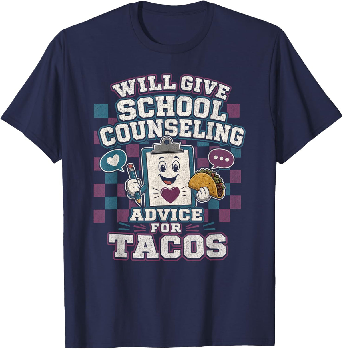 School Counseling Advice Tacos T-Shirt - Navy Blue