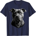 Pitbull Illustration Face Minimal Style Pittie Dad Dog Lover T-Shirt - Navy Blue