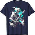 Skeleton playing guitar ,Rock Star Shredding Guitar T-Shirt - Navy Blue