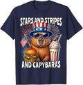Capybara 4th of July American Capybara 250 T-Shirt Tee for Kids Boys Girls - Navy Blue