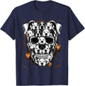 Funny Pitbull Skull Dog Skeleton Halloween T-Shirt - Navy Blue