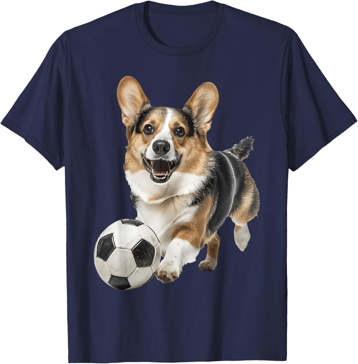 Pembroke Welsh Corgi Soccer T-Shirt - Navy Blue