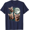 Three Tabby Cat Moon | 3 Kitten Howling Dead Moon Magic Meme T-Shirt - Navy Blue