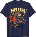 Hedgehog Samurai Duelist Japanese Sword Action Art T-Shirt - Navy Blue