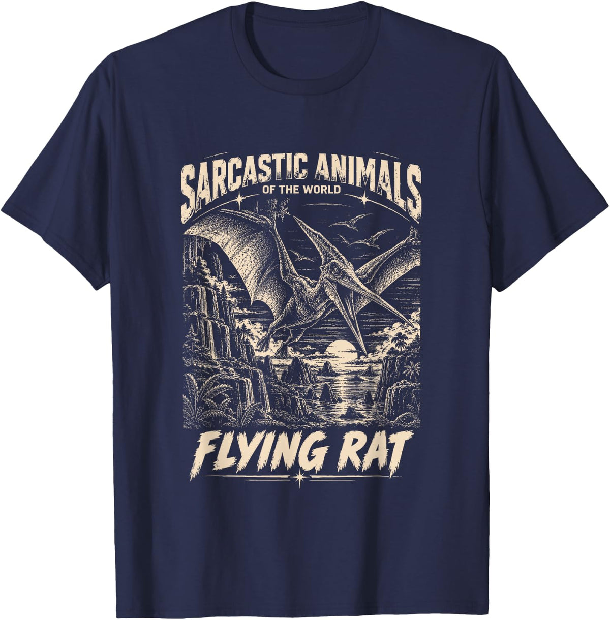 Pterodactyl Dinosaur Funny Sarcastic Name T-Shirt - Navy Blue