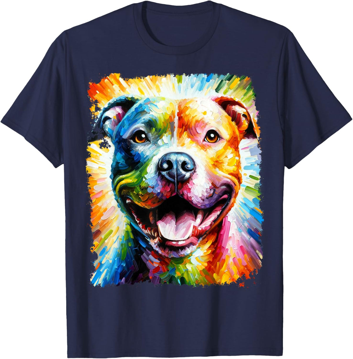 Rainbow Pitbull T-Shirt - Navy Blue