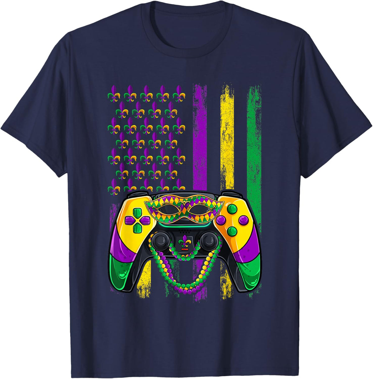 Video Game Flag Beads Children's Carnival Shirts Gamer Boys Men T-Shirt - Navy Blue