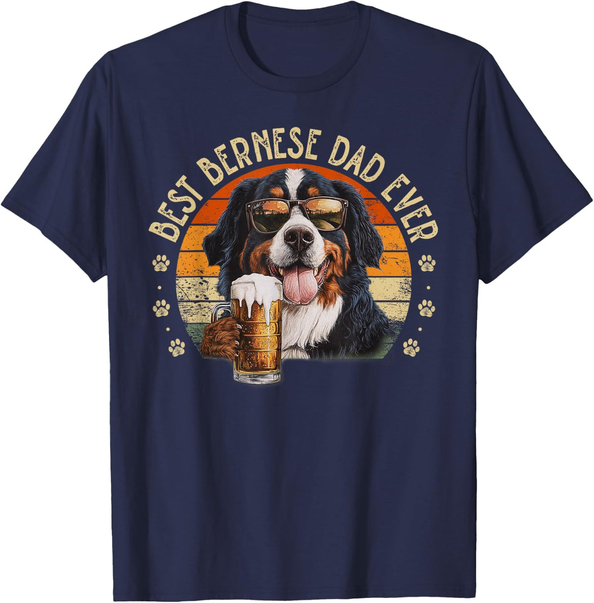 Mens Bernese Mountain Dad Dog Funny Fathers Day Dog T-Shirt - Navy Blue