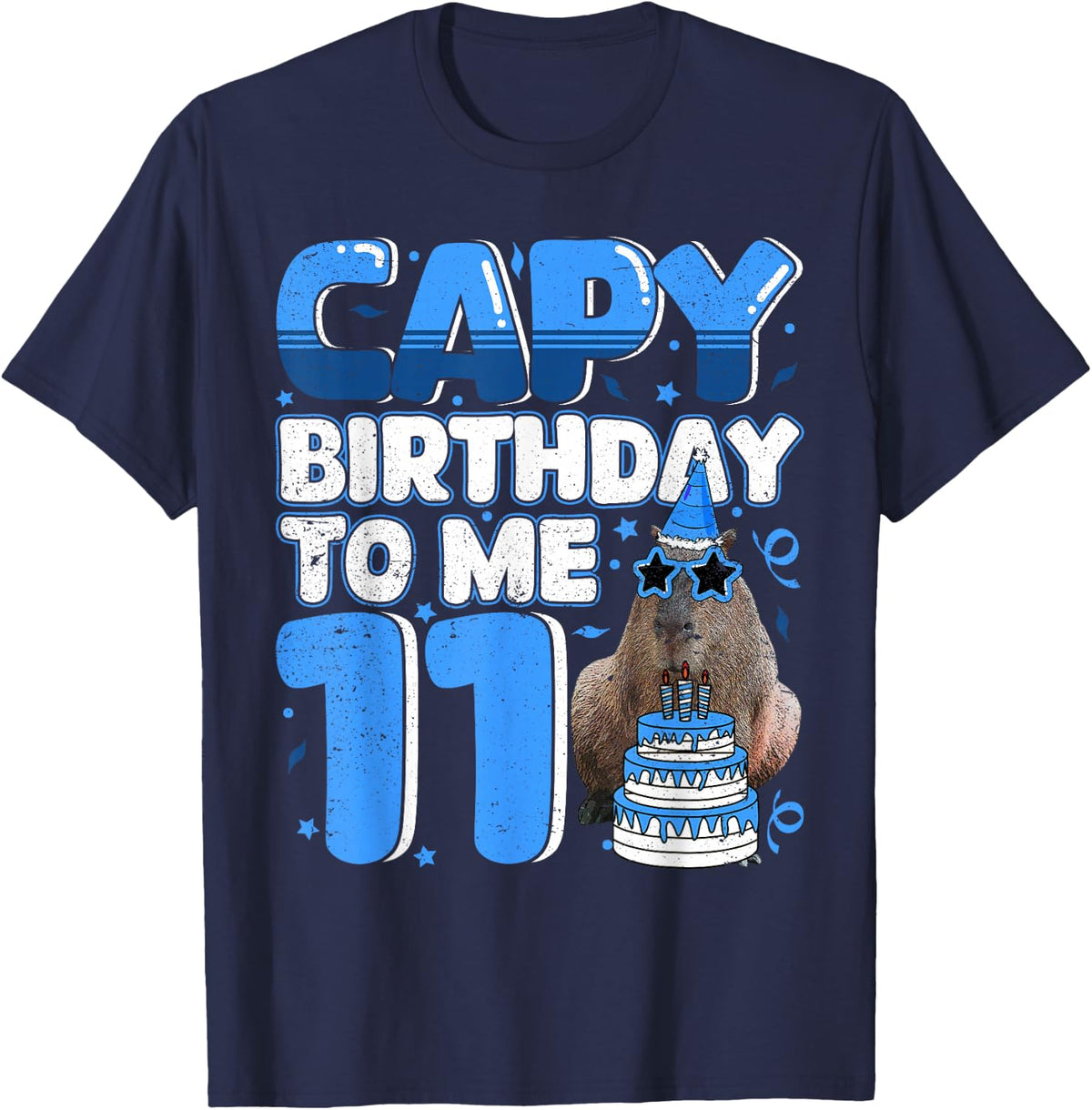 11 Years Capy Birthday to me Capybara 11th Birthday T-Shirt - Navy Blue