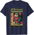 Hedgehog Knight Off to Commit Shenanigans Funny Medieval T-Shirt - Navy Blue
