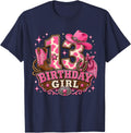 13th Birthday Girl Shirt Pink Cowgirl Western Rodeo Tee T-Shirt 13 Years Old - Navy Blue