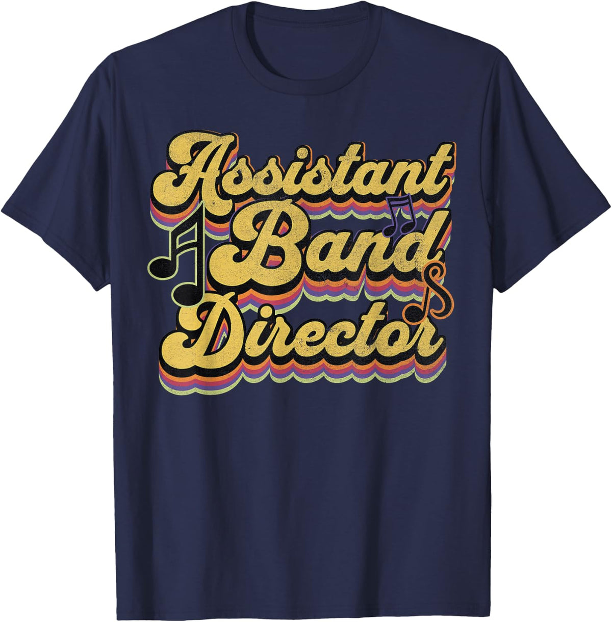 Cool Retro Assistant Band Director Marching Music Teacher T-Shirt - Navy Blue