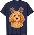 Goldendoodle Christmas Reindeer Antlers Dog Xmas T-Shirt - Navy Blue