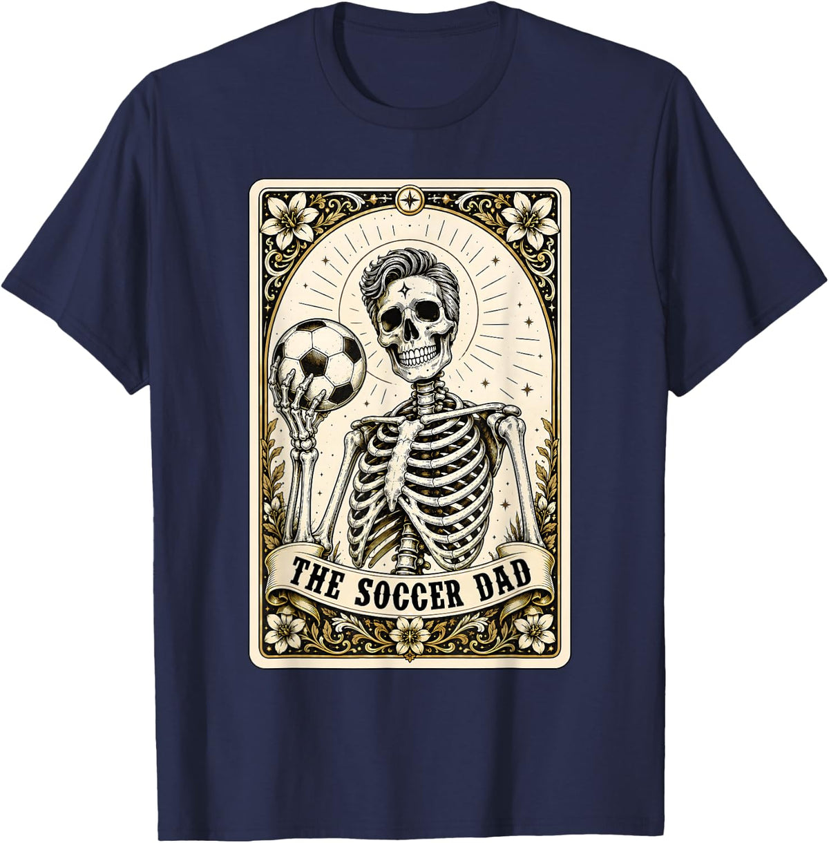 Soccer Dad Tarot Card Skeleton Happy Halloween Costume Men T-Shirt - Navy Blue