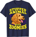 Goldendoodle Stuffed Animal with Zoomies Dog Mom Funny Curly T-Shirt - Navy Blue