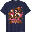 18th Birthday Girl Pink 18 Years Old Cowgirl Western Rodeo T-Shirt - Navy Blue