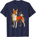 Abstract Basenji Artwork Design T-Shirt - Navy Blue