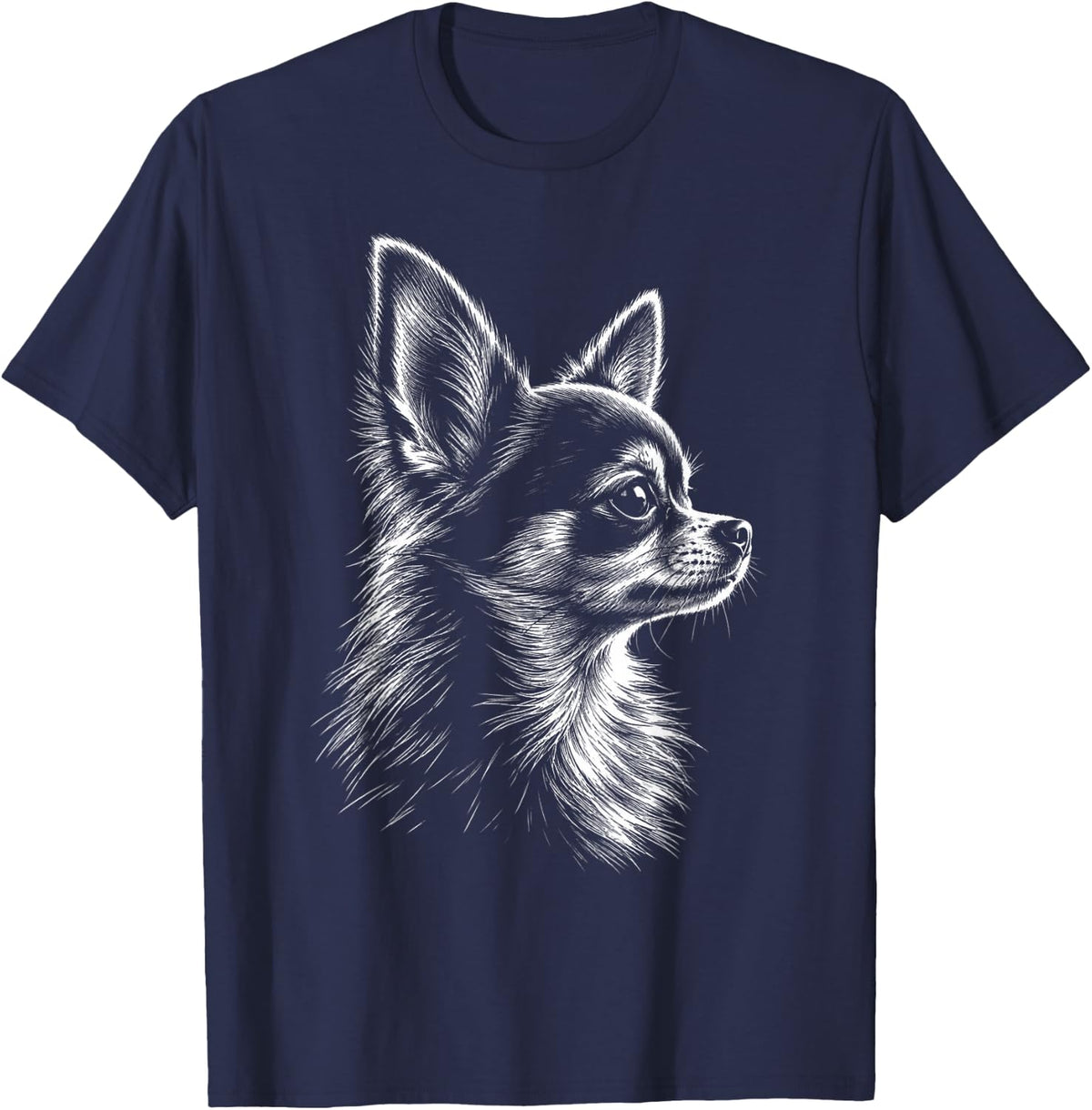 Chihuahua Retro Silhouette Vintage Dog Lover Portrait T-Shirt - Navy Blue