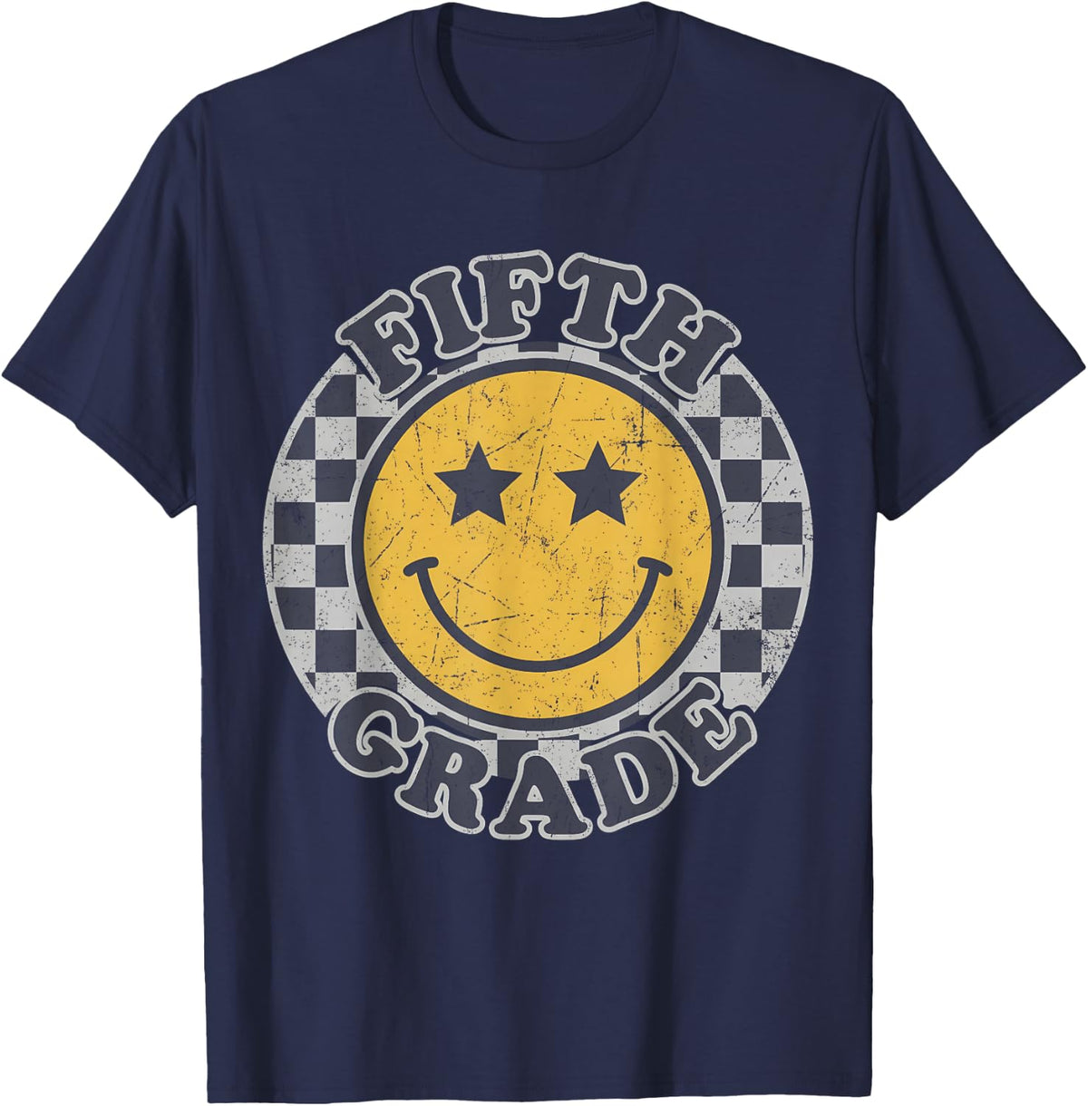 Retro Back to School Fifth Grade Teacher First Day of 5th T-Shirt - Navy Blue