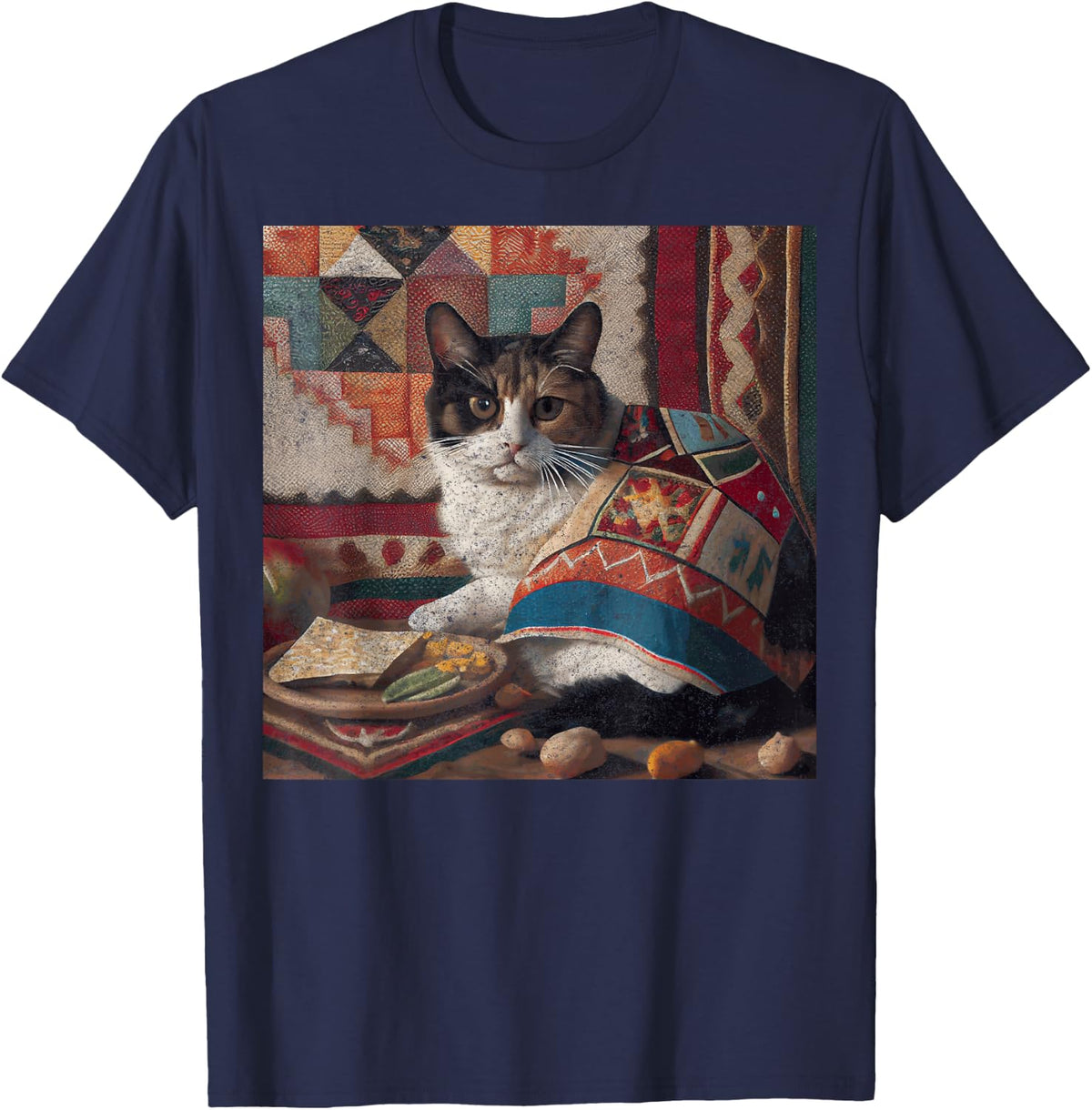 Cat Quilting Taco T-Shirt - Navy Blue