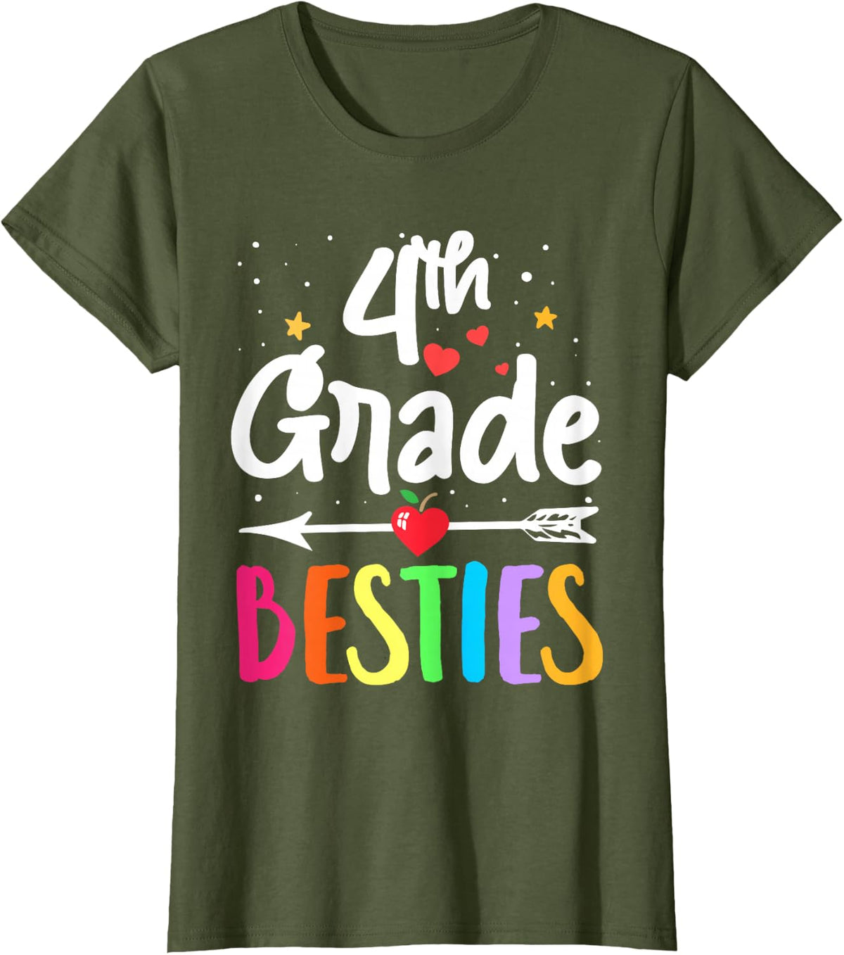Matching 4th Grade Teacher Best Friend She's My Bestie T-Shirt - Olive Green