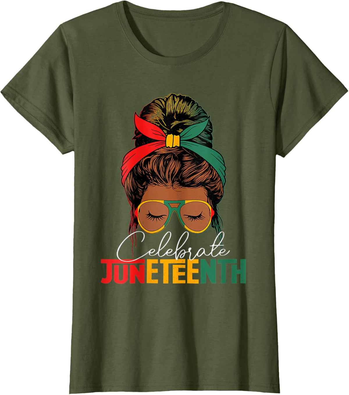 Juneteenth 1865 Celebrate Independences Day Black Girl women T-Shirt - Olive Green