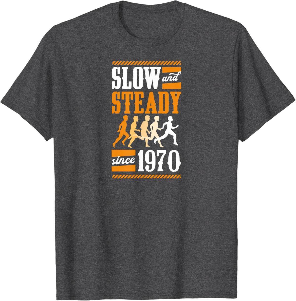 Slow and Steady Since 1970 Birthday Year Cross Country T-Shirt - Dark Heather Grey