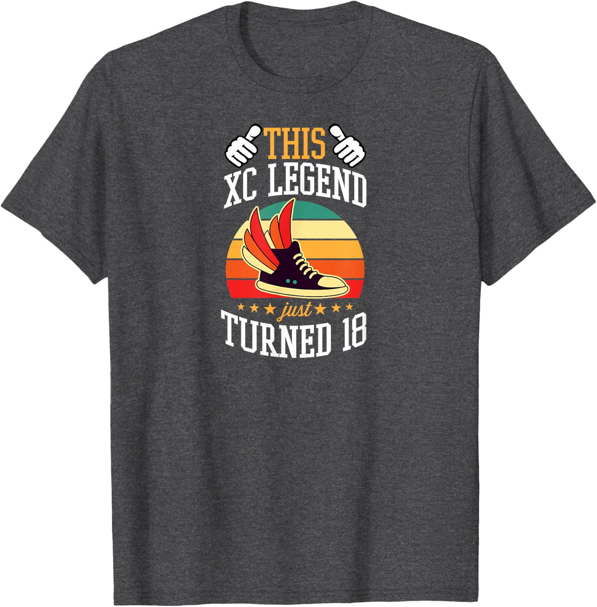 This XC Legend Just Turned 18 Cross Country Theme Birthday T-Shirt - Dark Heather Grey