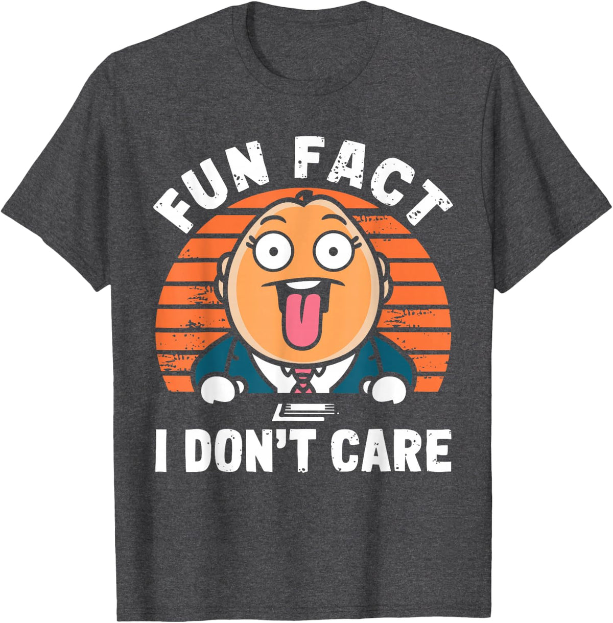 Fun Fact I Dont Care ELL Teacher School Retro Sun Art T-Shirt - Dark Heather Grey
