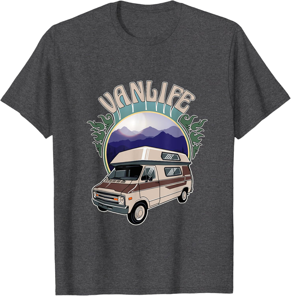 Hippy Tee Shirt for Van Dwellers & Van Life Lovers - Dark Heather Grey