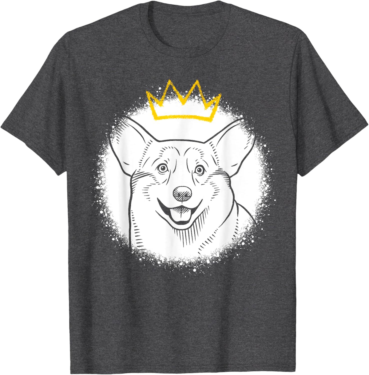 Pembroke Welsh Corgi with Crown T-Shirt - Dark Heather Grey