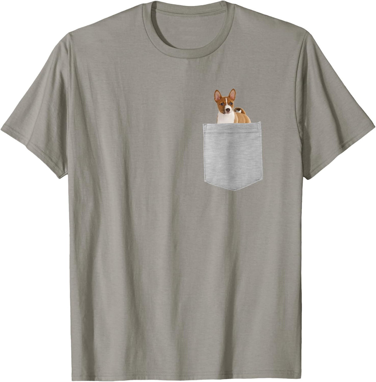 Basenji Dog In Your Pocket Men Women Kids T-Shirt - Slate Grey