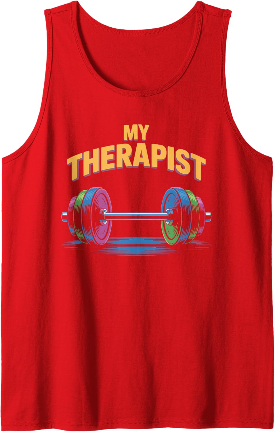 My Therapist is a Barbell Gym Humor Tank Top - Red
