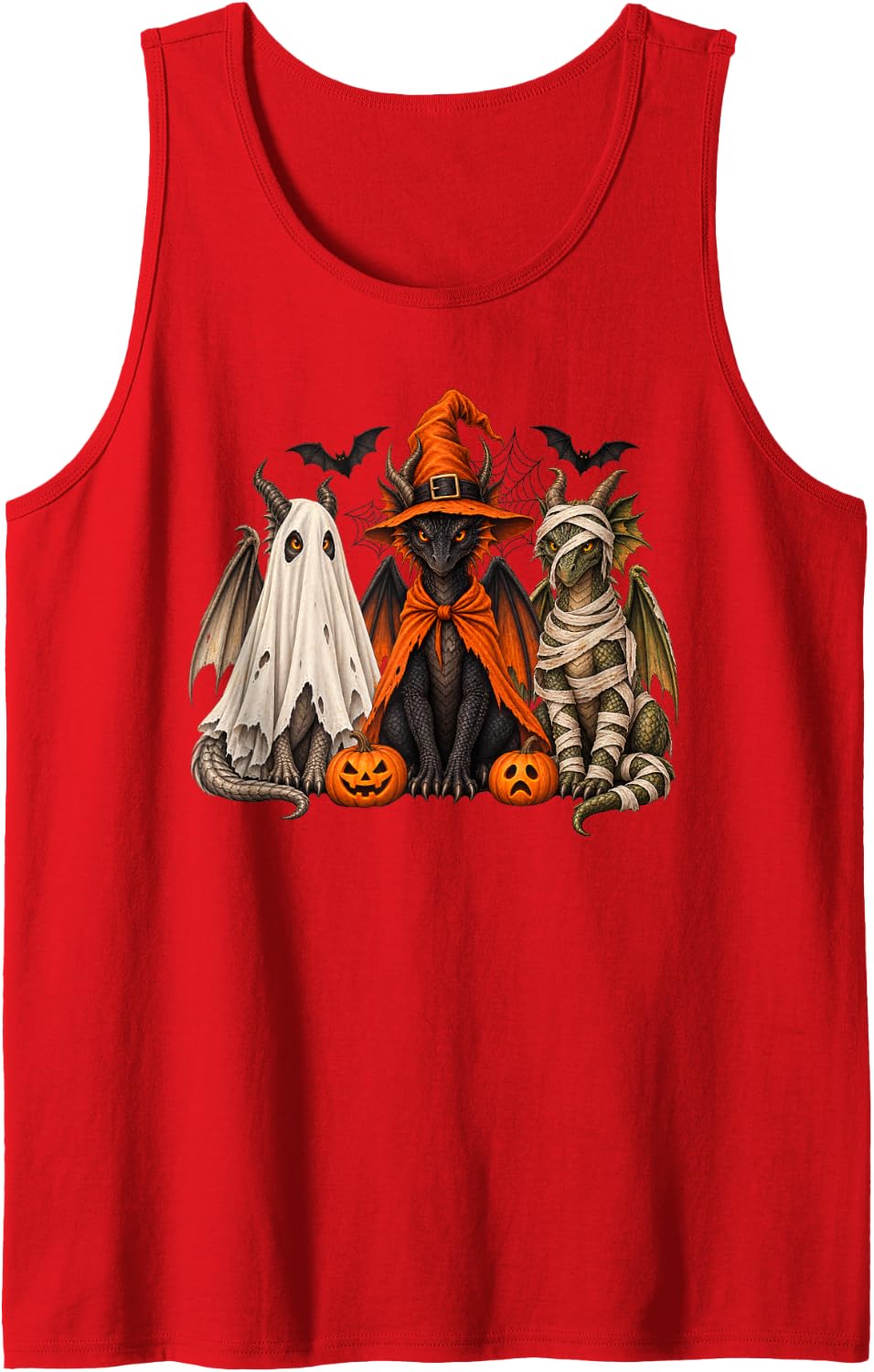 Dragon Ghost Halloween Mummy Sleeveless Tank Top - Red