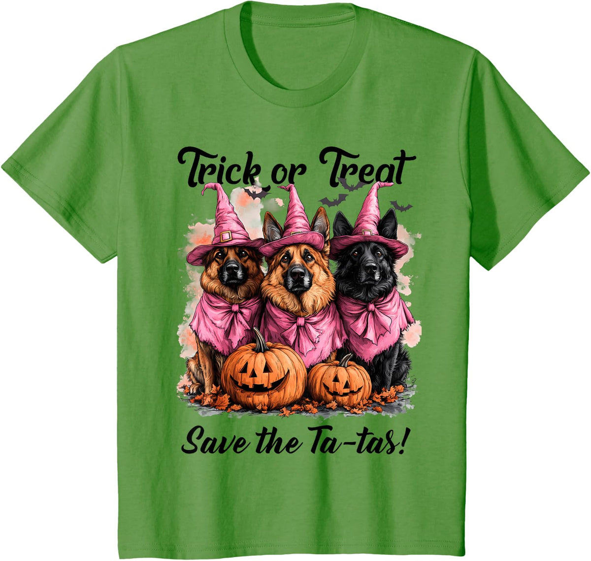 In October We Wear Pink German Shepherd Breast Cancer Gifts T-Shirt - Grass Green