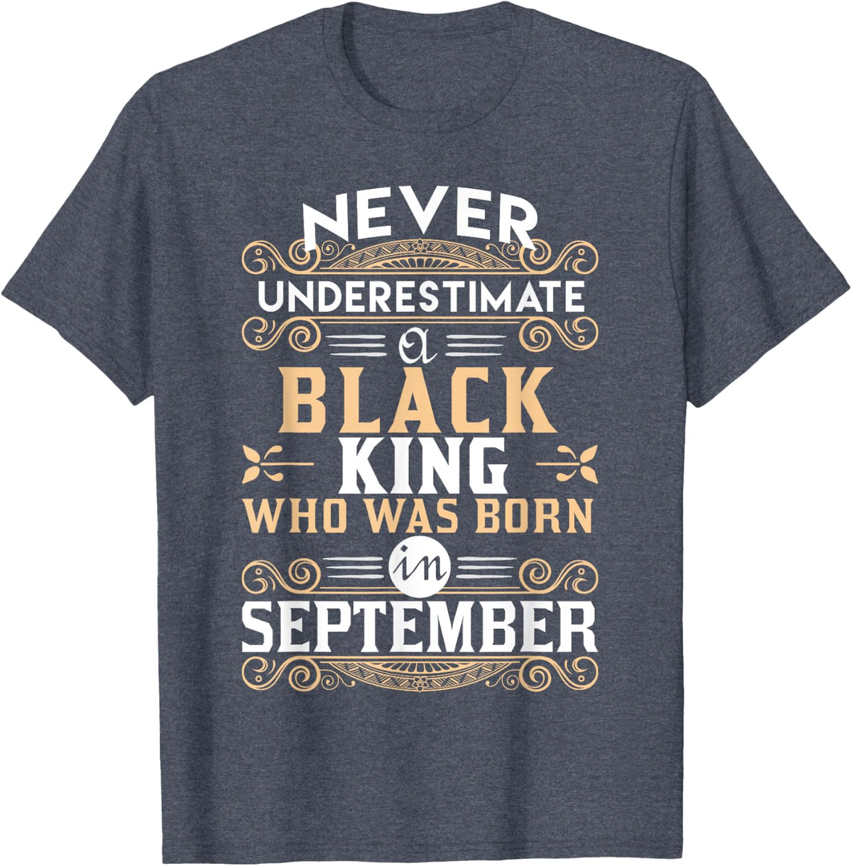 Black Kings Are Born In September T-Shirt - TShirts T-Shirt - Heather Blue