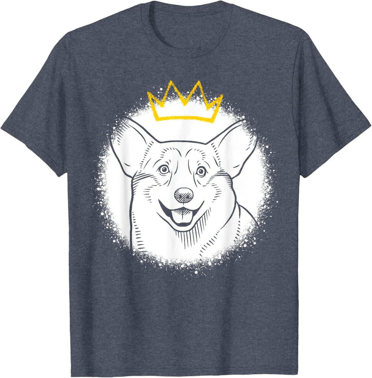 Pembroke Welsh Corgi with Crown T-Shirt - Heather Blue