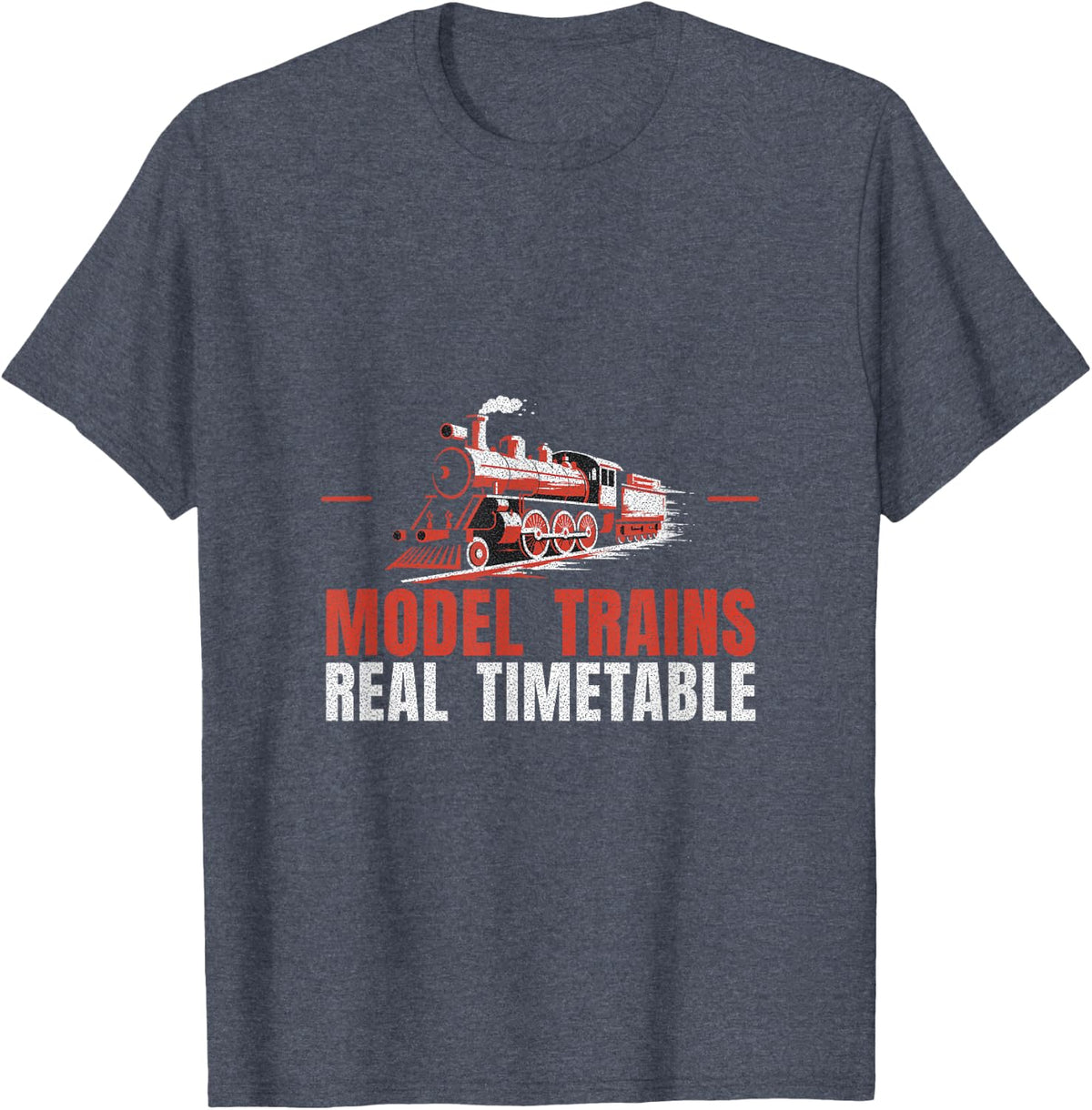 Model Railroad - Model Trains Real Timetable T-Shirt - Heather Blue