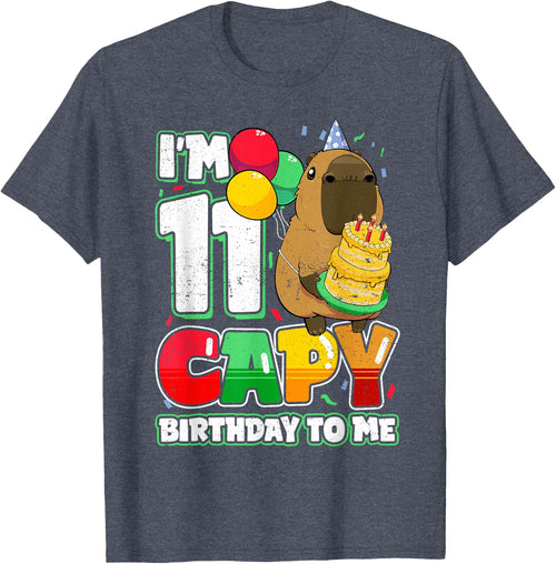 11 Years old Capy Birthday to me 11th Birthday Capybara T-Shirt - Heather Blue