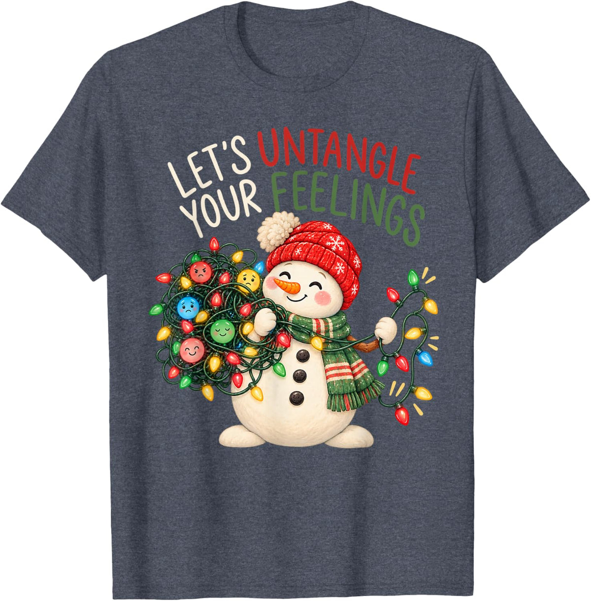 Let's Untangle Your Feelings Mental Health School Counselor T-Shirt - Heather Blue