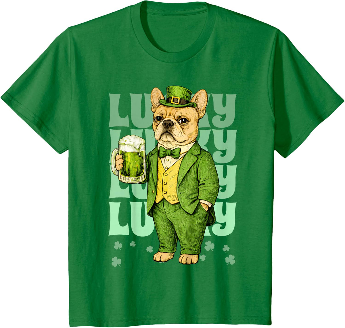 French Bulldog Irish Lucky St Patricks Day Frenchie T-Shirt - Kelly Green
