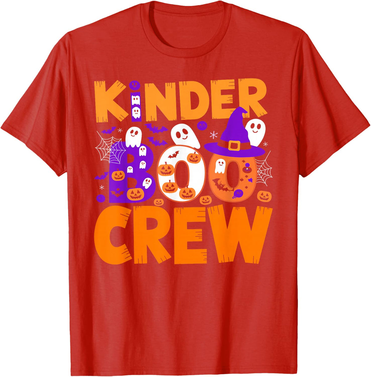 Halloween Kindergarten Crew Costume Funny Kinder Boo Crew T-Shirt - Red
