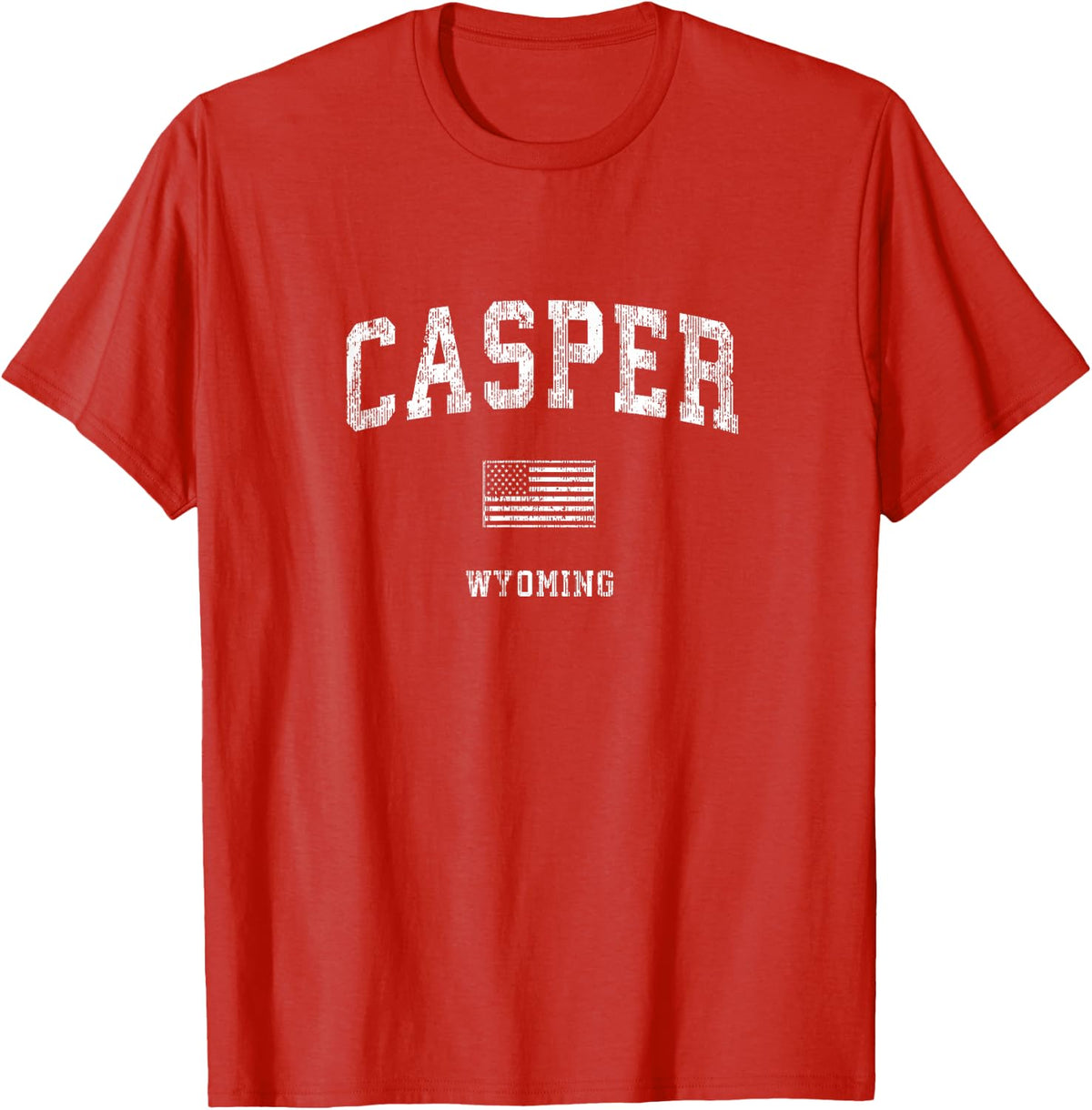 Casper Wyoming WY T-Shirt Vintage American Flag Tee T-Shirt - Red