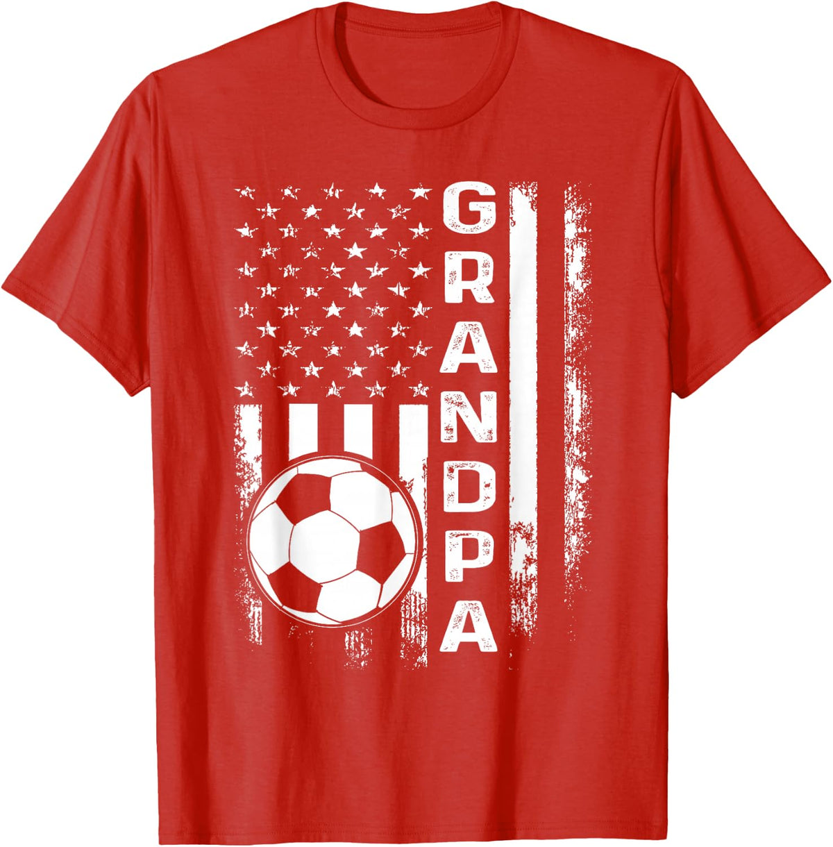 Soccer Grandpa American Flag Vintage Christmas Xmas Women Kids Men T-Shirt - Red