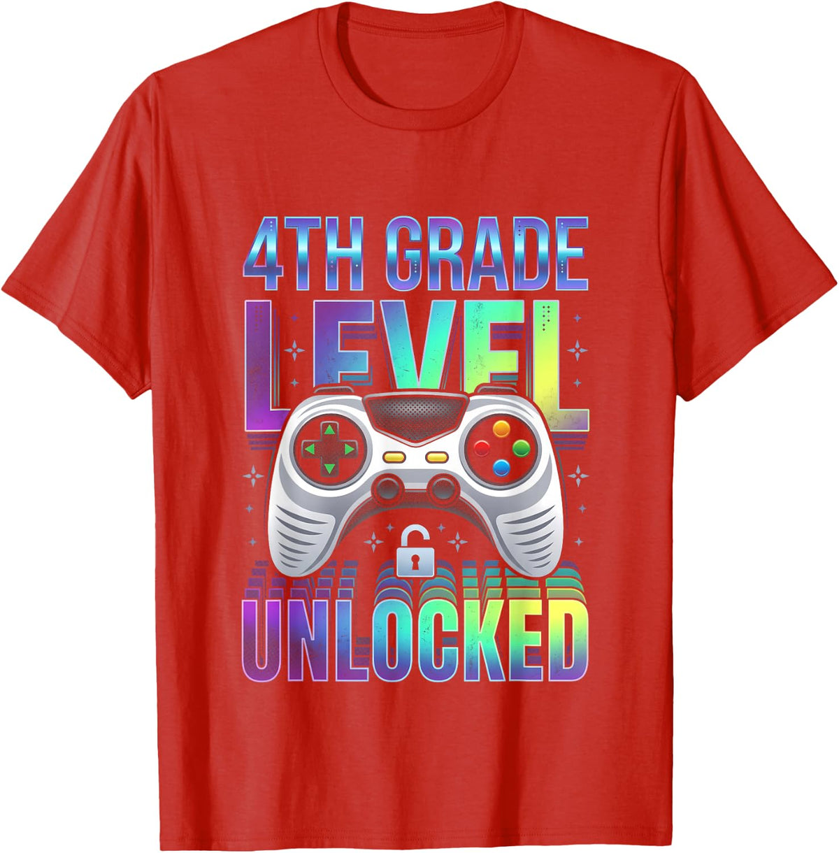 4th Grade Gamer Level Gaming Teacher T-Shirt - Red